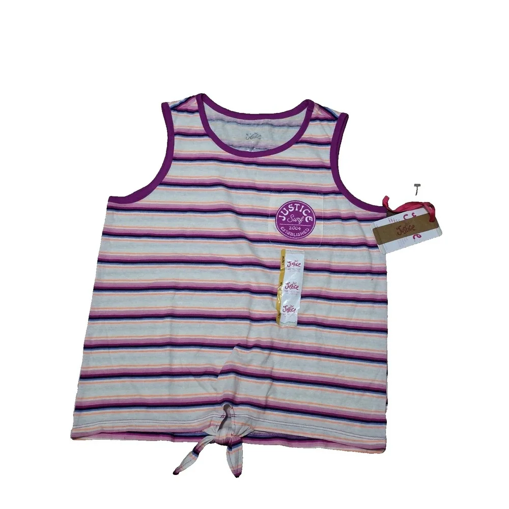 Lot Of 2 -‎ NWT Justice Girl's Front Knot Sleeveless Tank Tops XL -12-14